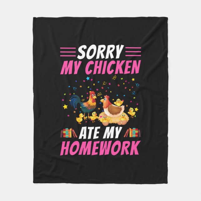 Manta Polar Arte de pollo Mi pollo comió mi hogar (Anverso)