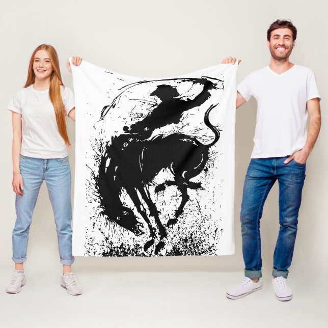 Manta Polar Arte de Silueta de Rodeo de Vaquero Dinámico (In situ)
