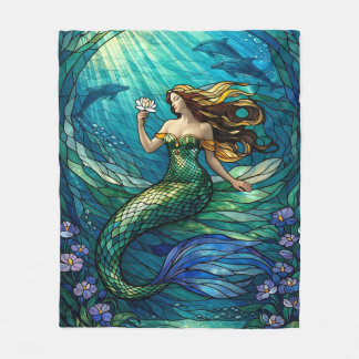 Manta Polar Arte de Sirena de Vidrio Emplomado