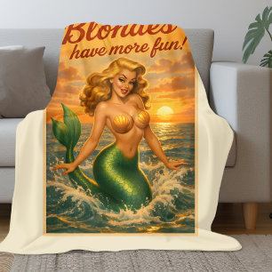 Manta Polar Arte de sirena pin-up rubia de playa Vida costera