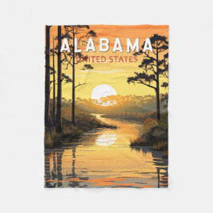 Manta Polar Arte de viaje vintage de Alabama