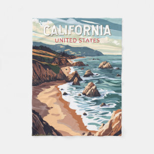 Manta Polar Arte de viaje vintage de California