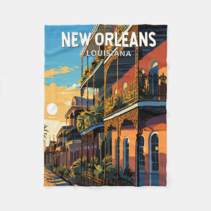 Manta Polar Arte de viaje vintage de Nueva Orleans Luisiana