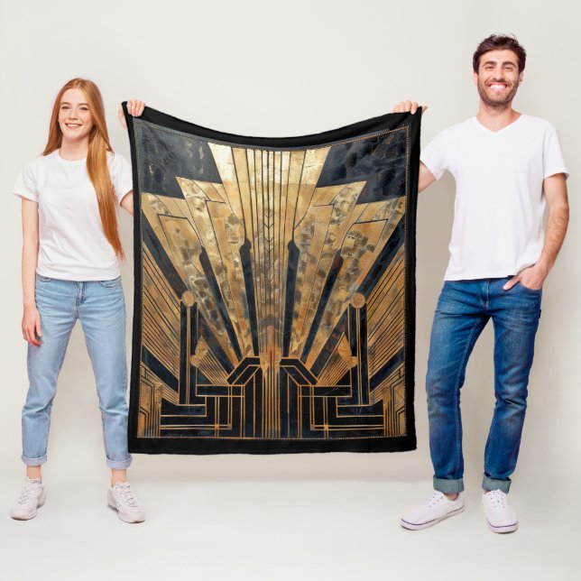 Manta Polar Arte Deco Arte Nuevo Oro Negro Elegante (In situ)