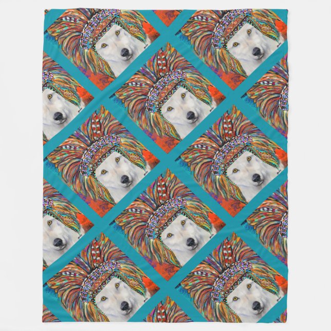 Manta Polar Arte del Lobo Blanco (Anverso)