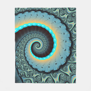 Manta Polar Arte en espiral fractal abstracto azul turquesa na