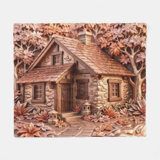 Manta Polar Arte en relieve metálico de Cottage Otoño Rosa Dor
