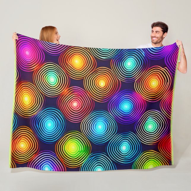 Manta Polar Arte espiral abstracto vibrante multicolor (In situ)