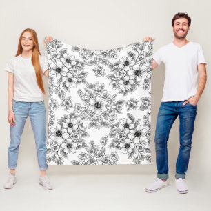 Manta Polar Arte floral lineal minimalista Patrón continuo (6)