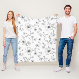 Manta Polar Arte floral minimalista de línea sin costuras (4)