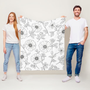 Manta Polar Arte floral minimalista de línea sin costuras (8)