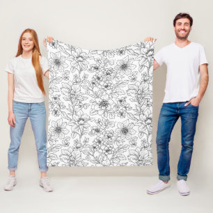 Manta Polar Arte floral minimalista de línea sin costuras (9)