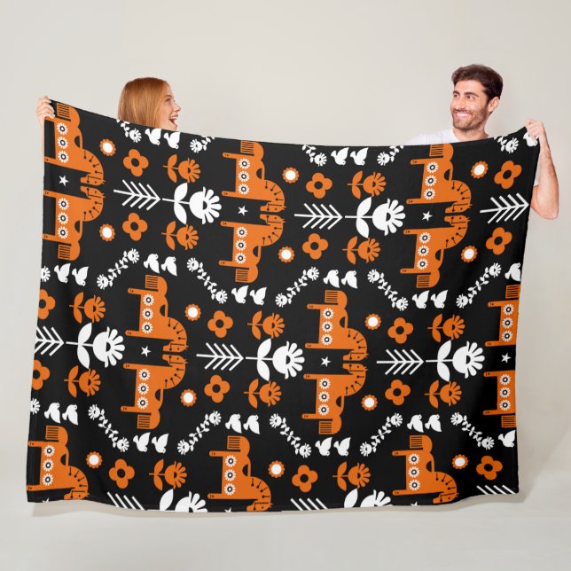 Manta Polar Arte folclórico escandinavo de caballos (In situ)