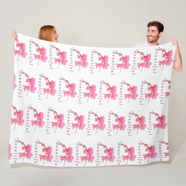 Manta Polar arte fotográfico de flores de orquídea rosa (In situ)