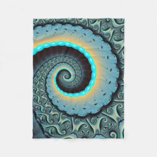 Manta Polar Arte fractal en espiral abstracto azul turquesa na