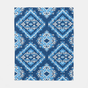 Manta Polar Arte geométrico azteca de punto azul