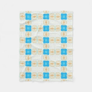 Manta Polar Arte geométrico con crema turquesa de diamante azu