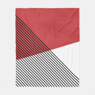 Manta Polar Arte geométrico simple negro, blanco y rojo