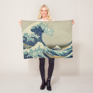 Manta Polar Arte japonés vintage, la gran ola de Hokusai