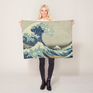 Manta Polar Arte japonés vintage, la gran ola de Hokusai