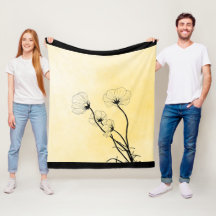 arte lineal floral de orquídea sobre amarillo