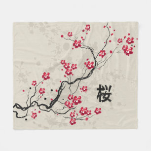 Manta Polar Arte oriental de la flor de cerezo de Sakura del