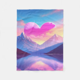 Manta Polar Arte paisajístico de Heart & Mountain Sunset