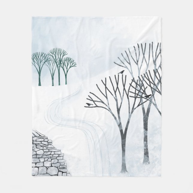 Manta Polar Arte paisajístico de nieve de invierno (Anverso)