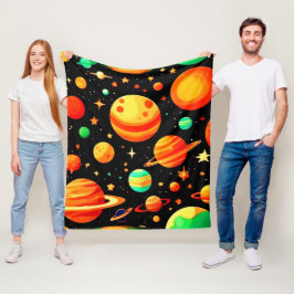 Manta Polar Arte Personalizado cósmico con tonos cálidos