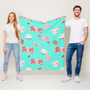 Manta Polar Arte Pop Chic Turquesa Patrón de Amor de Mamá