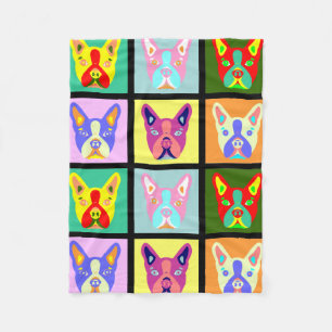 Manta Polar Arte pop de Boston Terrier