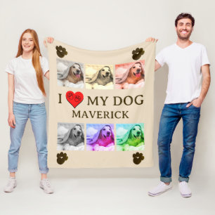 Manta Polar Arte Pop Personalizado Foto Beige AMO A MI PERRO