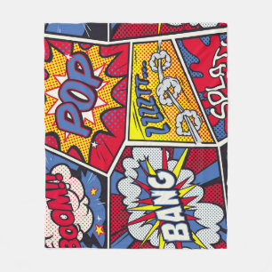 Manta Polar Arte pop retro, patrón de gritos de historietas.