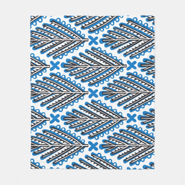 Manta Polar Arte Popular Escandinavo: Diseño Retro Floral (Anverso)