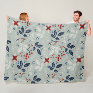 Manta Polar Arte popular floral escandinavo patrón continuo