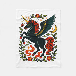 Manta Polar Arte Popular Pegasus Unicornio Floral Celestial La