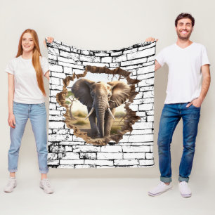 Manta Polar Arte por ruptura de pared de elefante 3D - Safari