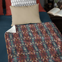 Arte Tribal Beige Marrón Rojo Verde Azul Terracota