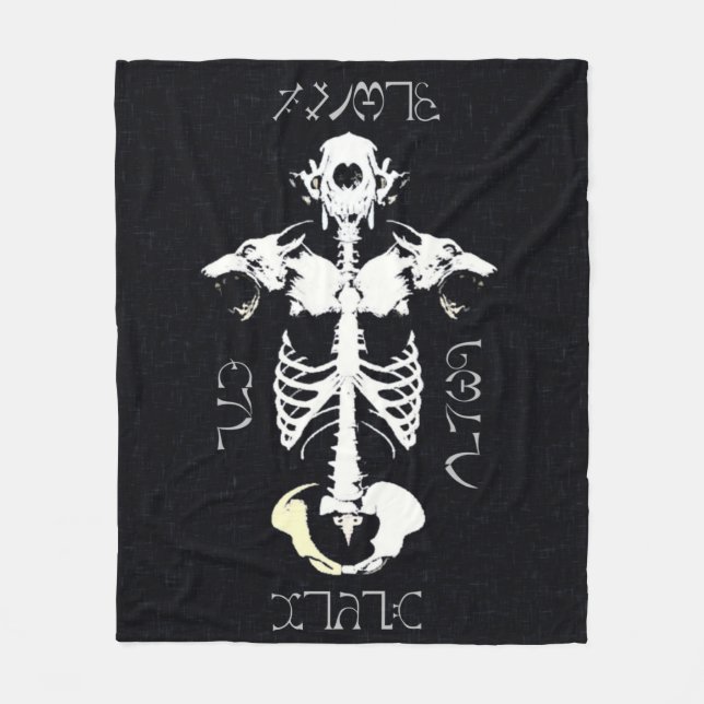 Manta Polar Arte tribal del Grunge del hombre lobo del cráneo (Anverso)