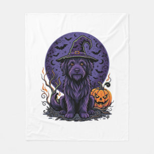 Manta Polar Arte vectorial de perro bruja calabaza de Hallowee