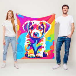 Manta Polar Arte vibrante de cachorro