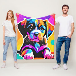 Manta Polar Arte vibrante de cachorro