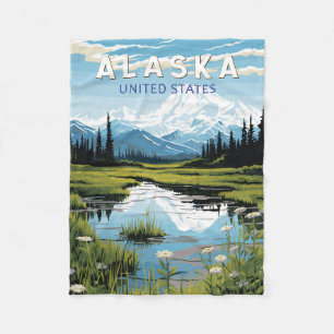 Manta Polar Arte Vintage de Viajes de Alaska