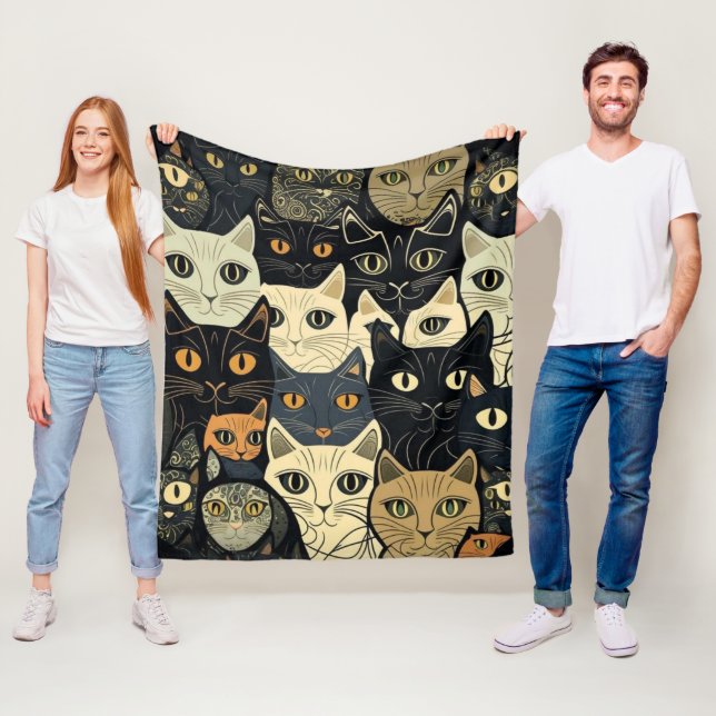Manta Polar Artesanía del patrón de gato (In situ)