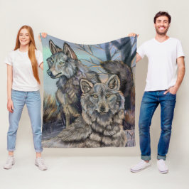 Manta Polar Artic Wolves Wintery Fleece Blanket
