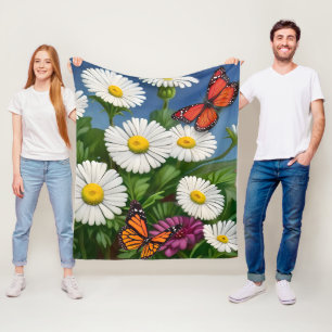 Manta Polar Artsy Fun Daisies And Butterflies