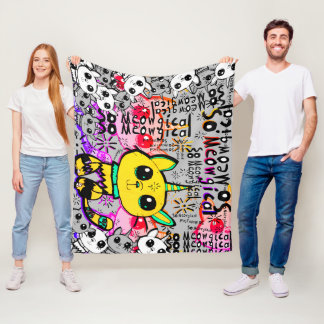 Manta Polar Así que la funda de la flor meowgica de Theo ・ Pie