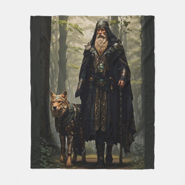 Manta Polar Asistente celta y lobo (Anverso)