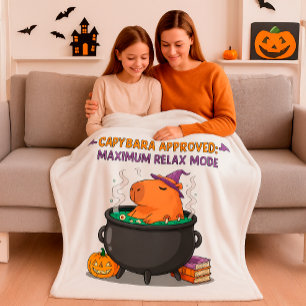 Manta Polar Asistente para bruja de Cappybara Halloween Cauldr