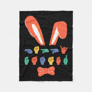 Manta Polar Asl Happy Easter Candy Rótulo Lenguaje Huevos Muje